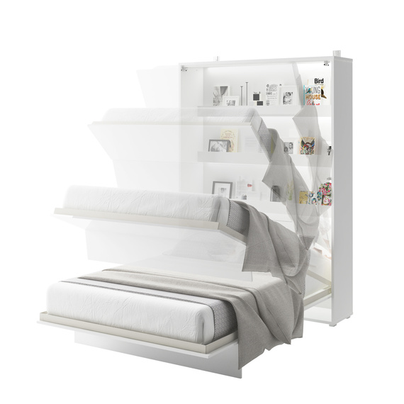 Horizontal Wandklappbett Lenart Bed Concept Weiß Hochglanz 90