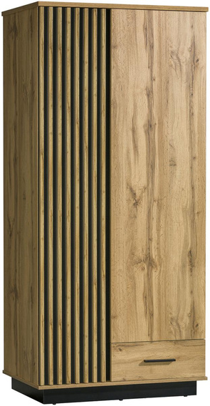  Kleiderschrank zwei Türen und 1 Schublade PUCCI eiche wotan/schwarz
