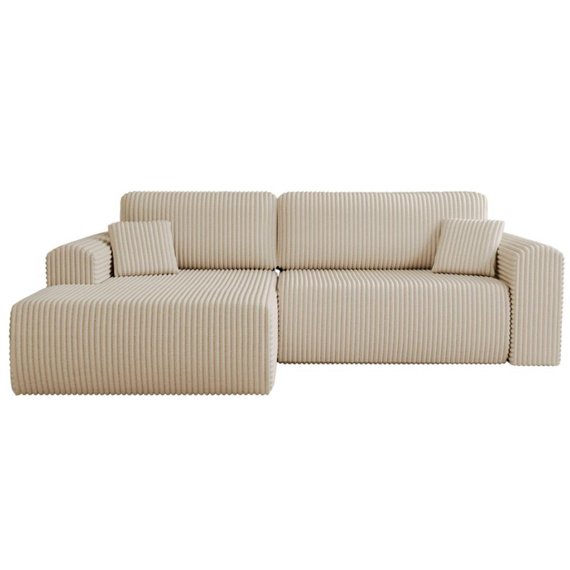 Ecksofa Cordstoff Komfort Hellbeige