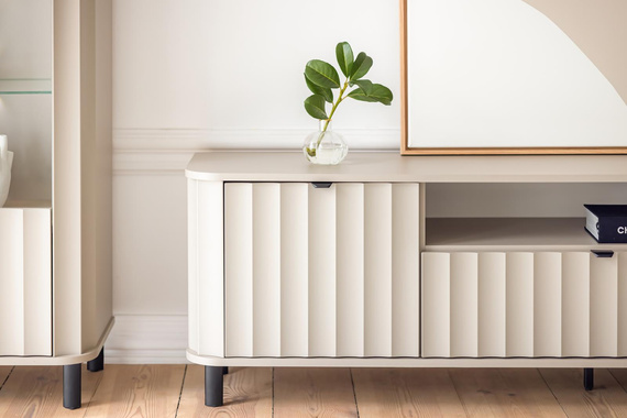 TV-Schrank Lowboard mit 2 Schubladen Weiß STYLS