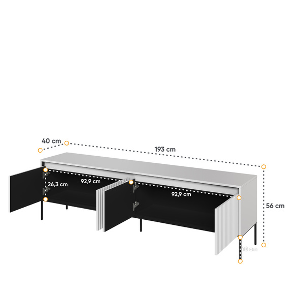 TV-Tisch mit LED-Beleuchtung 4 Türen FLORE Beige