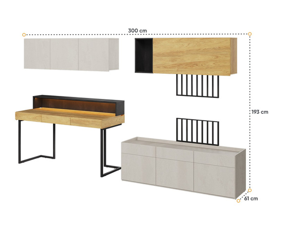 Schreibtisch mit Schubladen, hängendes Regal, Modern Jugendzimmer