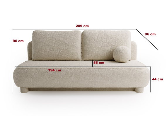Sofa ohne Armlehnen, moderne runde Form, Moderne Couch