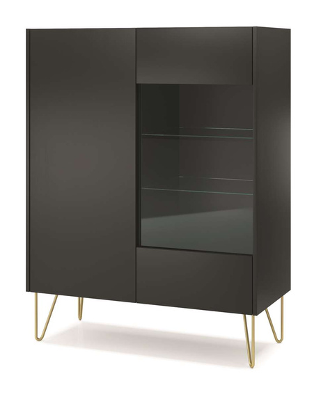 Vitrine mit zwei Glaseinlegeböden ARUB Schwarz Graphit