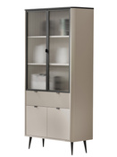 Vitrine mit Glastüren LILIA Kaschmir + Graphit