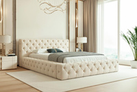 Chesterfield Polsterbett Creme 180x200 CLARA
