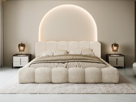 Glamour Wolkenbett 160x200 mit Metallrahmen Hellbraun LUX