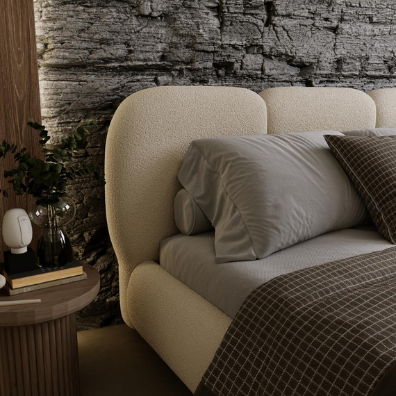 Designerbett mit abgerundeten Formen 140x200 Olivgrün