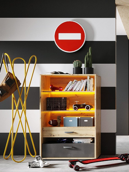 Regal mit 2 Schubladen mit LED-Beleuchtung BOB