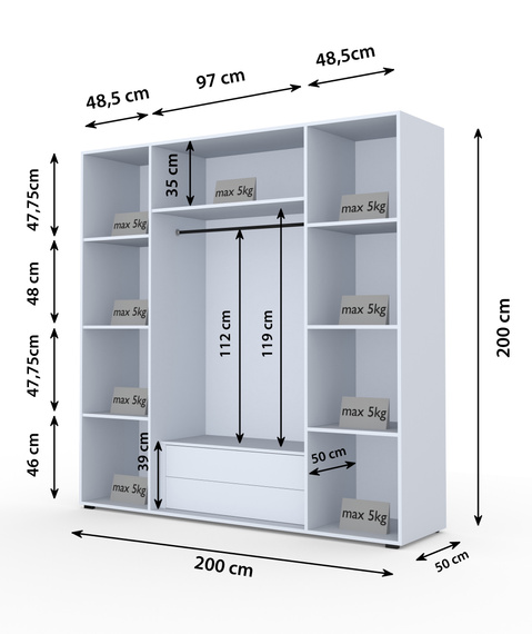 Eleganter Kleiderschrank mit Glasfront Graphit STELLS