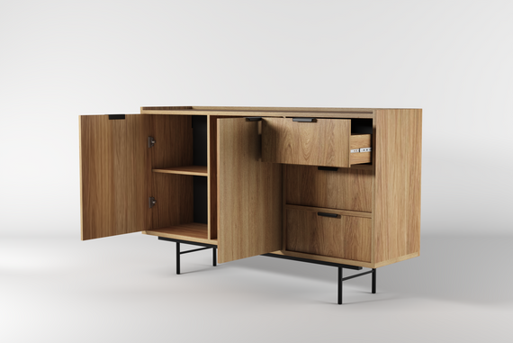 Holzkommode Japandi Vintage Eiche hikora COLGO