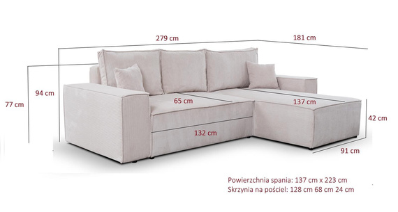 L-form MALAG, Breite: 279 cm, Links oder Rechts