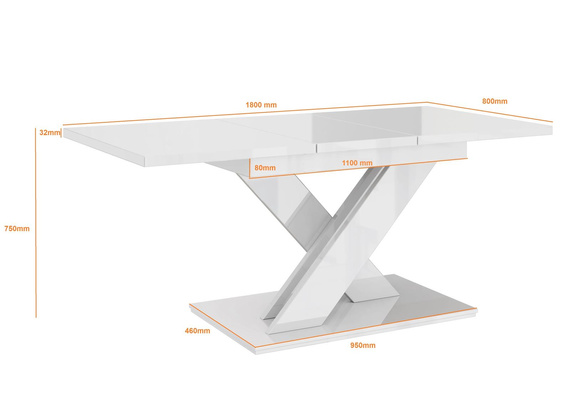  Esszimmertisch ausziehbar 140-180 cm Weiß + Beton
