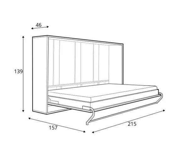 Horizontal Wandklappbett Lenart CONCEPT PRO Weiß Hochglanz 120