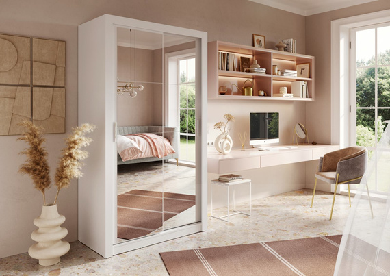 Schwebetürenschrank mit Spiegel ARTI 19 Breite 120 cm Weiß