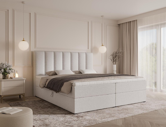 Boxbett mit Bettkasten und topper 180x200 Weiß BELLS