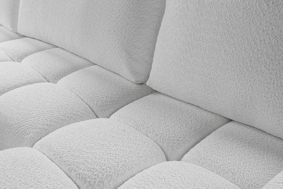 Praktische U-Form Bequeme Ecksofa Boucle Weiß WOLKS