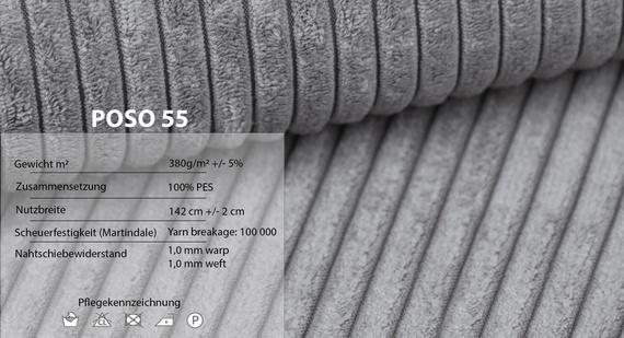 Schlafsofa klein 145 cm breite LEO Grau Cord