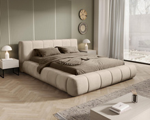 Polsterbett Designer Bett PALOS Velvet mit Bettkasten Beige