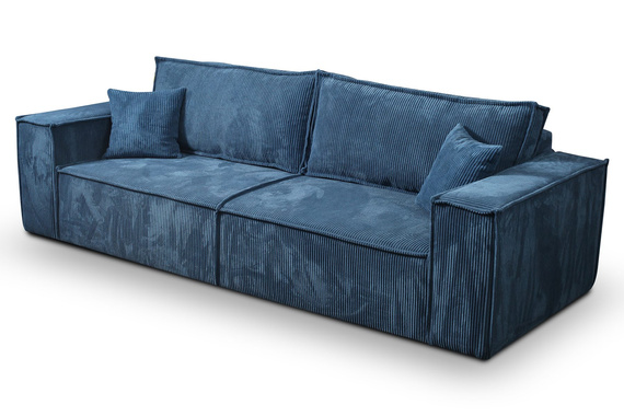 Schlafsofa mit Bettkasten und Cordstoff MONA Blau
