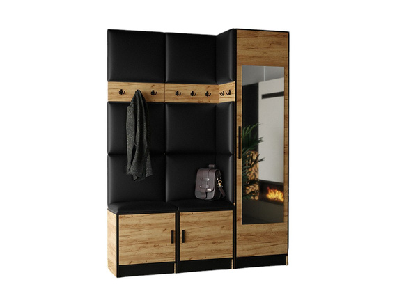 Moderne Garderoben-Set MALTI Eiche craft + schwarz