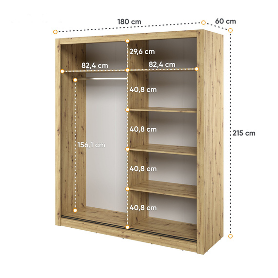 Mehrweckschrank mit Spiegel ARTI 03 Eiche Artisan
