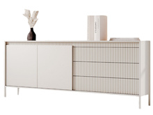 Kommode mit drei Schubladen und gerillte Front JULO Beige