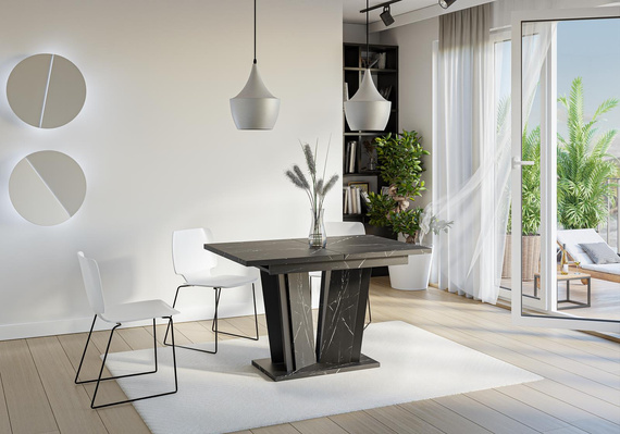 Esstisch Ausziehbar ANDZIAS Schwarz Marble