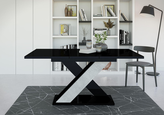 Esstische Modern AMI Schwarz Hochglanz+Stone