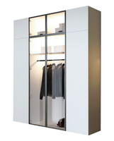 Moderner Drehtürenschrank mit Glasfront Weiß STELLS