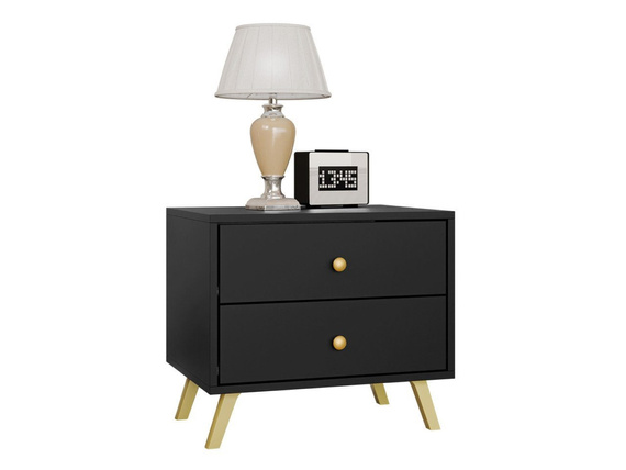 Nachtisch mit 2 Schubladen Gold Metallgriffe SIENOS
