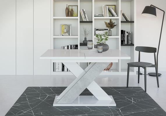 Esstische Modern AMI Weiß Hochglanz+Stone