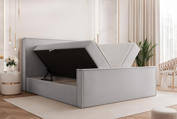 Luxus Boxspringbett mit Bettkasten 180x200 Grau