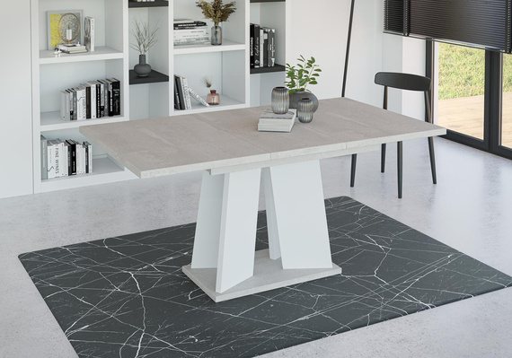 Ausziehbare Esstische SANA Beton+Weiß
