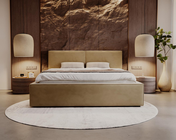 Polsterbett mit Bettkasten 120x200 Beige  