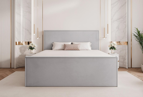 Luxus Boxspringbett mit Bettkasten 160x200 Grau 
