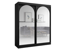 Kleiderschrank mit Spiegel 180 Breit Schwarz LUCY