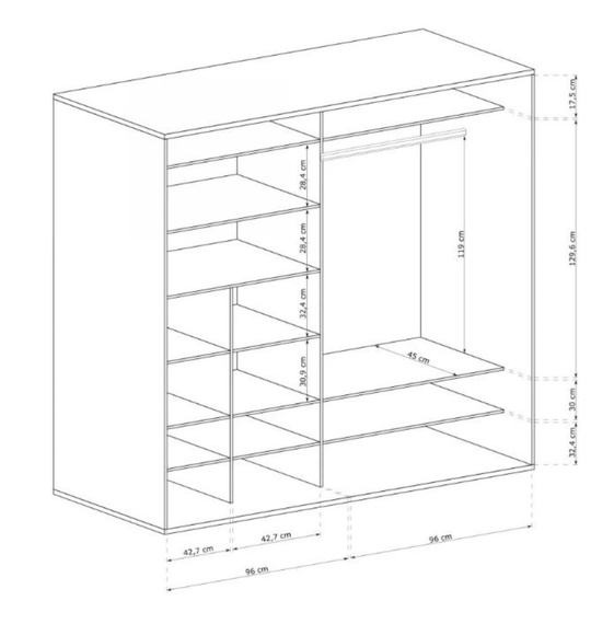 Schwebetürenschrank mit Spiegel BORDO Eiche Artisan