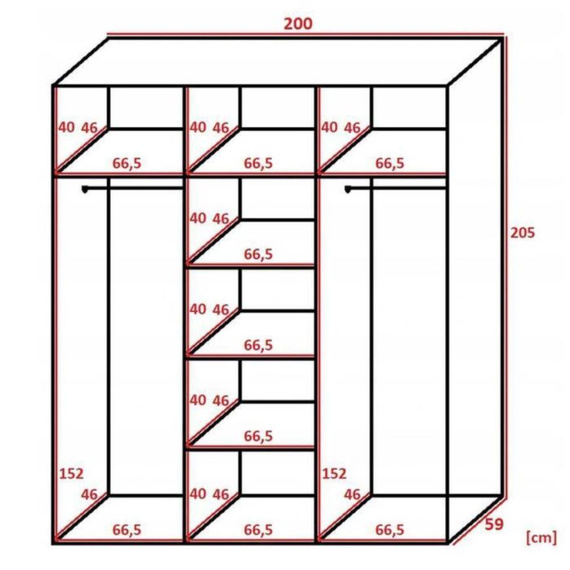 Schwebetürenschrank mit Lamellen und Spiegel LAMI weiß+ graphit