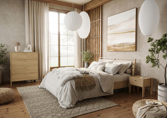 mit Bettkasten, skandinavisches Schlafzimmer MAKS