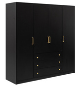 Kleiderschrank mit 3 Schubladen RETRO D4 Gold Griffe