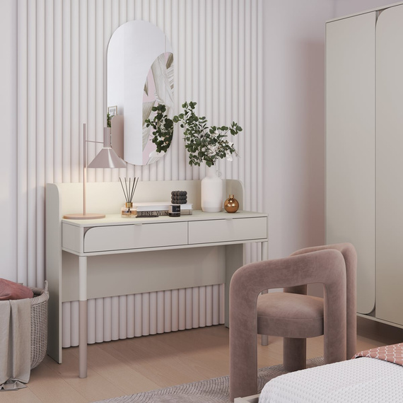 Moderne Schminktisch JUNA mit 2 Schubladen Caschmir