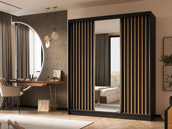 Schwebetürenschrank für das Schlafzimmer VENTURA Schwarz