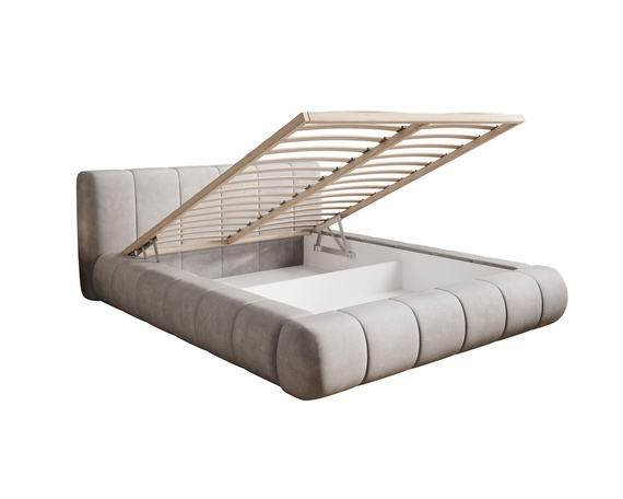 Polsterbett Designer Bett PALOS Velvet mit Bettkasten Grau