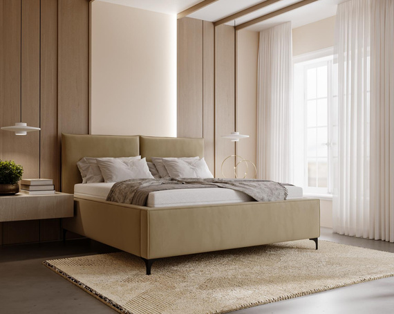 Polsterbett beige modern 200x200 LEO