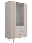 Elegant Standvitrine mit 2 Schubladen beige OVI