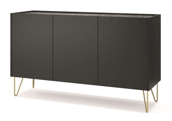Kommode Sideboard mit marmur ARUB Schwarz Graphit