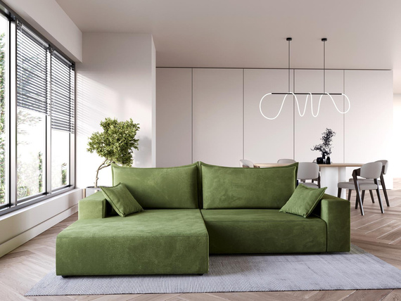 Modernes Olivgrün Ecksofa 240 cm breit mit Schlaffunktion ARNO