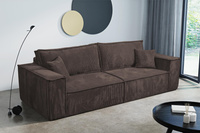 Schlafsofa mit Bettkasten und Cordstoff MONA Braun
