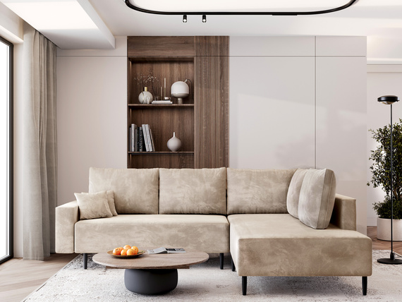 Ecksofa mit Bonellfederung bequem Beige modernes L-form BLAIR